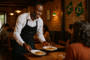 O restaurante Esquina Grill do Fuad, em São Paulo, tem quatro imigrantes de Guiné Bissau em sua equipe.